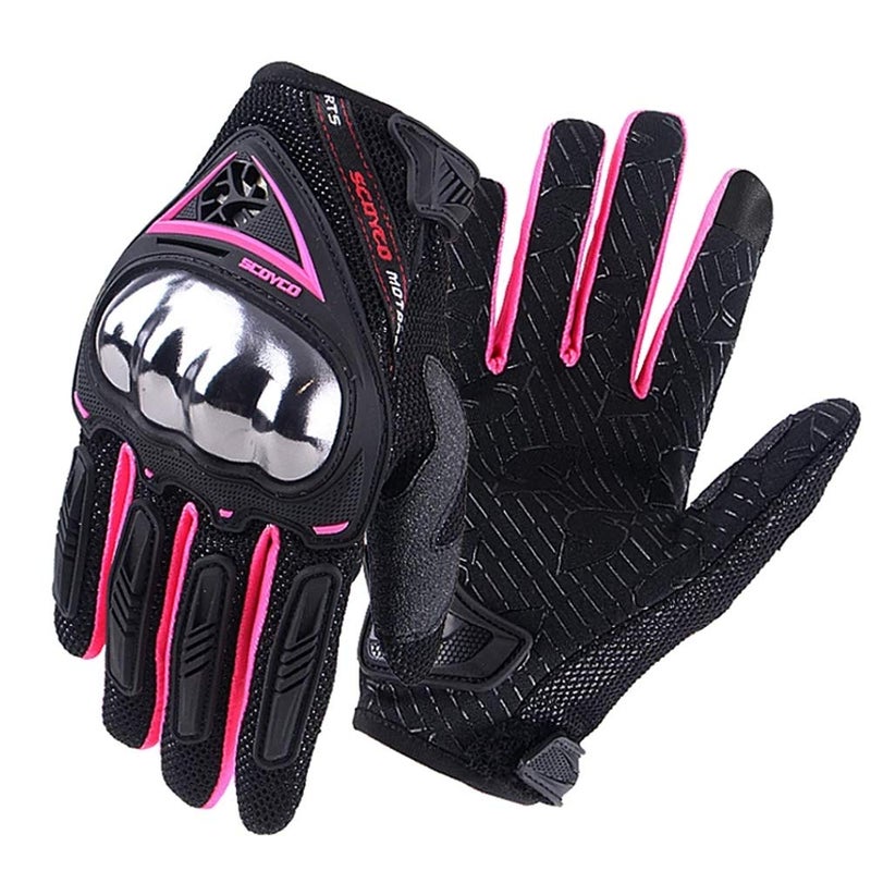 Scoyco Woman Motorcycle Gloves Touch Screen Armor Breathable Female Glove Anti-Skid MBX/MTB/ATV Sport Pink Dirt Bike Gloves (Pink, M) - Image 2
